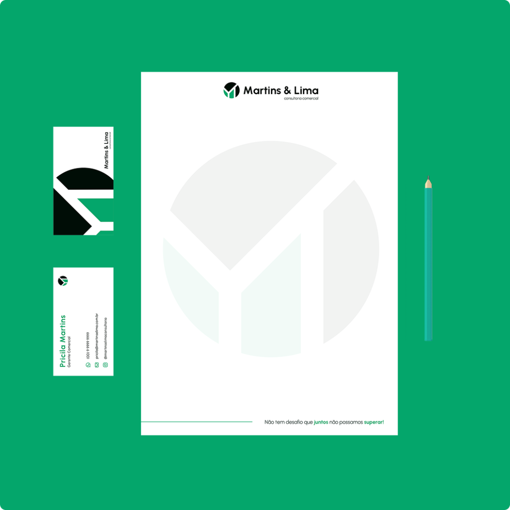 Imagem que ilustra um design de identidade visual para empresas. Representada pela Martins & Lima Consultoria.