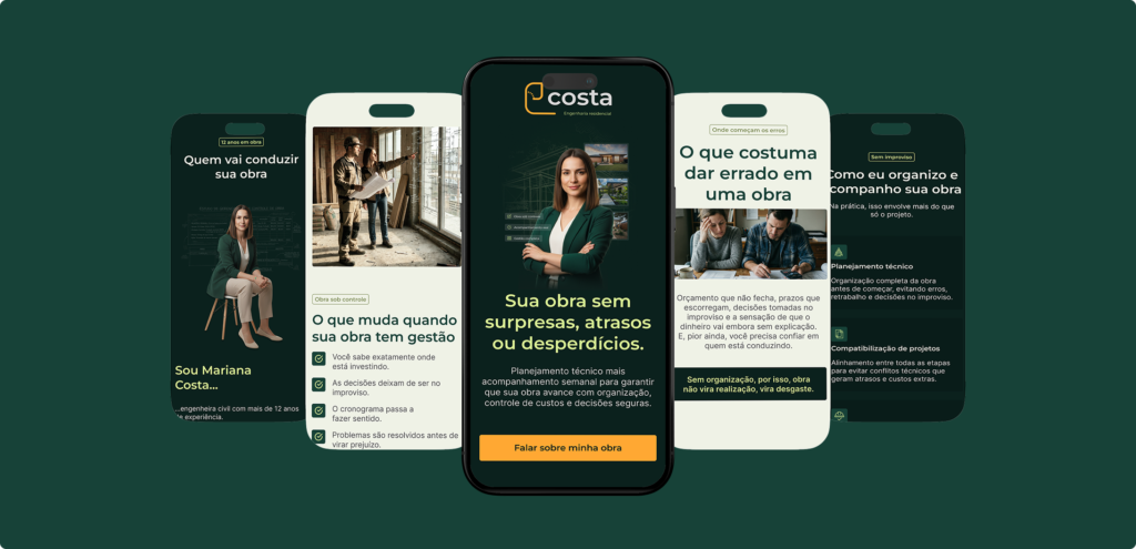 Imagem que ilustra um design de site para empresas. Representada pela Costa Engenharia Residencial.