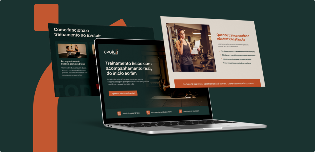 Imagem que ilustra um design de sites para empresas. Representada pela Estúdio Treinamento Evoluir.