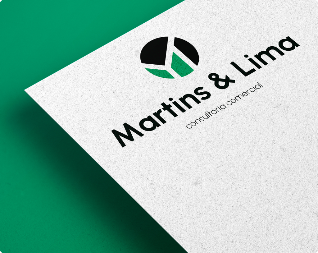 Imagem que ilustra um design de identidade visual para empresas. Representada pela Martins & Lima Consultoria por um papel timbrado com logo.